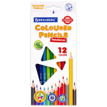 Карандаши цветные 12цв Brauberg Premium трехгранные грифель 3мм (12/240)