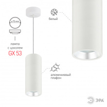 Св-к подвес 1хGX53 Эра PL12 GX53 WH/SL белый+серебро (1)