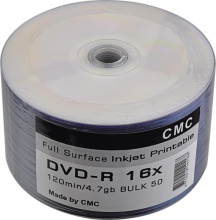 DVD-R CMC 4.7Gb 16x full inkjet printable (полная заливка) SP 50 (50/600)