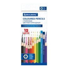 Карандаши цветные 12цв стираемые Brauberg Erasable (4/24)