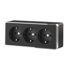 Розетка Werkel Gallant 3-ая с/з шторки черный/хром (5)