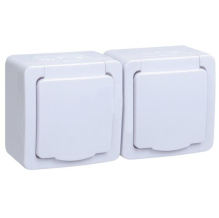 Розетка IEK Гермес 2-ая c/з IP54 белый/белый (5/50)