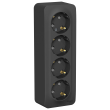 Розетка Blanca 4-ОП с/з шторки изол пластина антрацит (4)