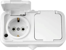 Розетка Пралеска Аква  2-ая IP54 с/з белый (30)