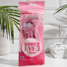 Станок одноразовый женский Dorco ЕVE3 TRC200PK 3лезвия плав головка, увл полоска 4шт (12/144)