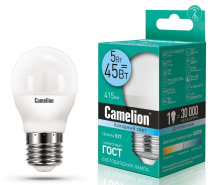 Лампа диод шар G45  5Вт Е27 4500К 405Лм Camelion (10)