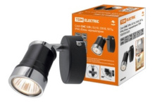 Св-к настен GU50 TDM Юкка спот 50Вт IP44 80x80x147мм черный-хром (24)