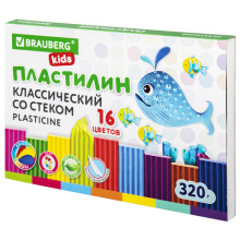 Пластилин классический 16цв 320г Brauberg Kids со стеком (1/26)