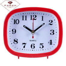 Будильник Рубин квадрат 12,5*10,5см Классика корпус красный  (1/20)