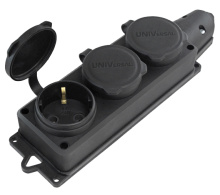 Розетка (колодка) каучуковая 3 гнезда 2P+PE 16A IP44 Универсал Компакт (30)