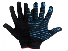 Перчатки х/б ПВХ 6нит черные Точка 10кл р9 (10/300)*