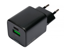 Адаптер 220В USB+TypeC QC4.0/PD Cablexpert PC-62 3A 20Вт GaN чёрный пакет (1/132)