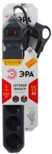 Сет фильтр Эра USF 5гн+2гн USB 1.5м 3x0.75мм² 2200Вт черный (20)