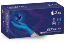 Перчатки латекс прочные M 50шт 13гр синий Libry (10)