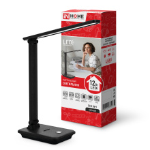 Св-к наст диод Inhome ССО-06Ч 12Вт 3000-6500K 600Лм диммер подставк телеф черный (30)