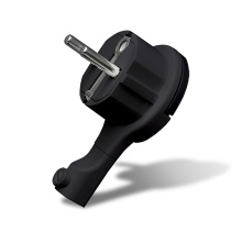 Вилка Универсал угловая плоская с/з 16А черная (100)