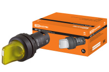 Перекл TDM SB7-CK2561-220V I-O 1з подсветка короткая ручка желтый (10)