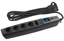 Сет фильтр Эра SFU 5гн+2гн USB 2м 3x0.75мм² 2200Вт черный