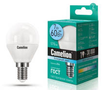 Лампа диод шар G45  7Вт Е14 4500К 560Лм Camelion (10)