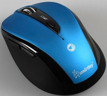 Мышь б/п бесшумная SmartBuy 612AG 5кн 1000-2000dpi подсветка синий/чёрный (8)