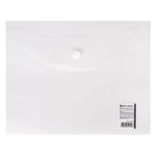 Папка-конверт на кнопке А5 Brauberg 180мкм пластик прозрачная (50/10)