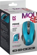 Мышь б/п бесшумная Defender Prime MB-053 6кн 800-1600dpi бирюзовый (40)