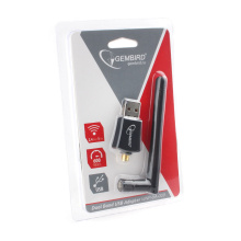 Сетевой адаптер WiFi Gembird 600Мбит, USB, 2 диапаз, антенна,чипсет RTL8811CU, 802.11b/g/n/ac/а, чёр