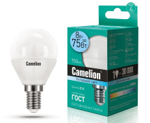 Лампа диод шар G45  8Вт Е14 4500К 750Лм Camelion (10)
