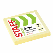 Блок самоклеящийся (стикер) Staff 76*76мм 100 л. жёлтый (24/12/144)