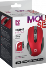 Мышь б/п бесшумная Defender Prime MB-053 6кн 800-1600dpi красный (40)