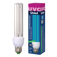 Лампа ультрафиолетовая бактерицидная ESL-PLD-15/UVCB/E27/CL Спектр UVC 253,7нм. Картон. ТМ Uniel