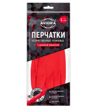 Перчатки резиновые сверхпрочные удл манжета L Aviora (12/60)
