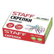 Скрепки канц. 28мм Staff цветные 100шт./уп. (1/10/500)