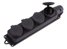 Розетка (колодка) каучуковая 4 гнезда 2P+PE 16А IP44 Smartbuy (4/40)