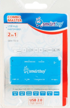 Картридер + USB-Хаб SmartBuy 750-B Combo синий
