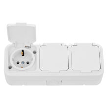 Розетка Пралеска Аква  3-ая IP54 с/з белый (21)