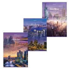 Тетрадь  80л. А4 клетка Brauberg City скоба обложка картон ассорти (6/3/30)