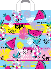 Пакет ПВД с петлевой ручкой 38х42 37мкм Тропические фрукты (50)