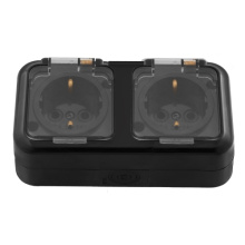 Розетка Пралеска Аква  2-ая IP54 с/з черный (16)