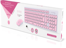 Набор SmartBuy б/пров ONE 250288AG клав+мышь белый/розовый (20)