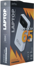 З/у-акк 20000мАч Perfeo LAPTOP PD+QC 3.0/2 Type-C/1 USB/Выход: 5A, max 65W/LED белый (20)