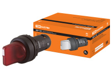Перекл TDM SB7-CK3465-220V I-O-II 1з+1р подсветка короткая ручка красный (10)
