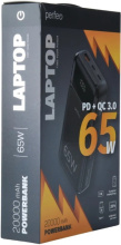 З/у-акк 20000мАч Perfeo LAPTOP PD+QC 3.0/2 Type-C/1 USB/Выход: 5A, max 65W/LED чёрный (20)