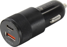 Адаптер авто USB+TypeC Cablexpert UC-CAR24 38Вт 3A QC3.0/PD чёрный пакет (200)
