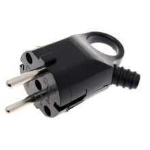 Вилка Универсал угловая с ушком с/з 16А чёрная (350)