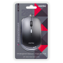 Мышь бесшумная Smartbuy 288 4кн 800-2400dpi подсветка черный (40)