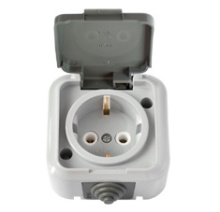 Розетка Пралеска Аква  1-ая IP54 с/з серый (50)