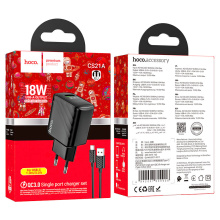 З/у 220В USB-TypeC QC3.0 Hoco CS21A 3A 18Вт черный (1/32/192)