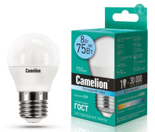 Лампа диод шар G45  8Вт Е27 4500К 750Лм Camelion (10)