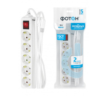 Удл 5гн  2м с/з выкл 4000Вт 3x1мм2 Фотон 16-25ЕS белый (20)